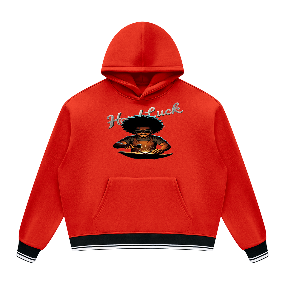 Black Smith forged Oversized Color Block Fleece Hoodie