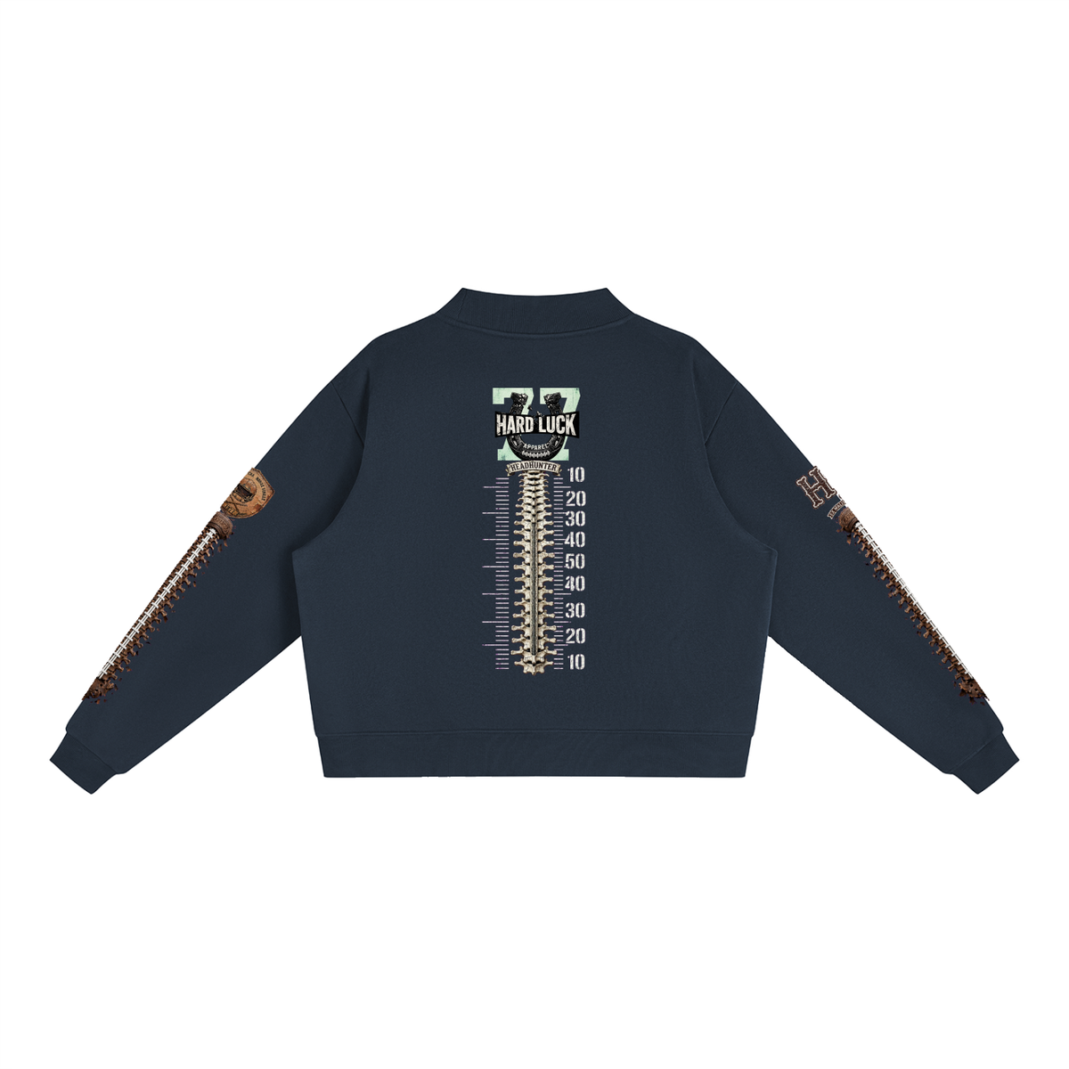 THE HEADHUNTER - Gridiron Gut Check Mock Neck Fleece Sweatshirt - Womens Crop Oversized | Hard Luck Apparel EST. 1977