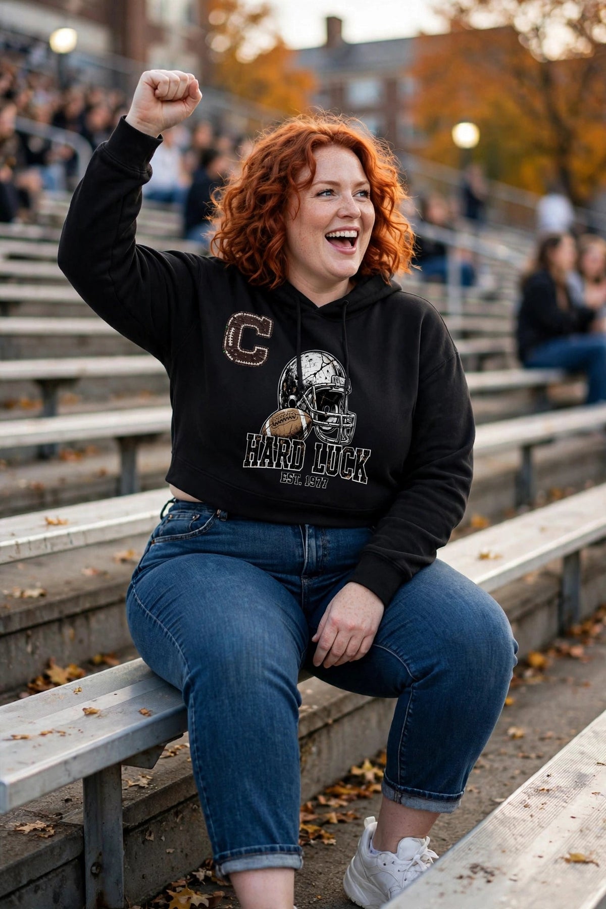 GRIDIRON GUT CHECK - Headhunter 77 Captain Women's Cropped Hoodie - Hard Luck Apparel