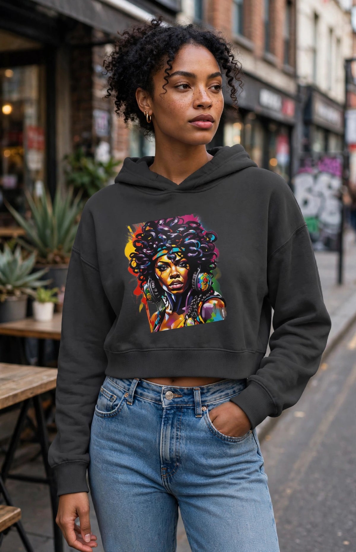 Ebony Hip Height Graphic Hoodie | Women's Premium Streetwear Hoodie | Hard Luck Apparel