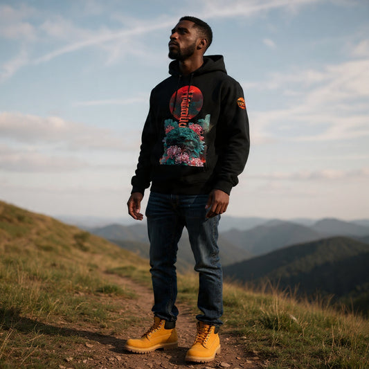 Red Horizon Fleeced Boxy Hoodie