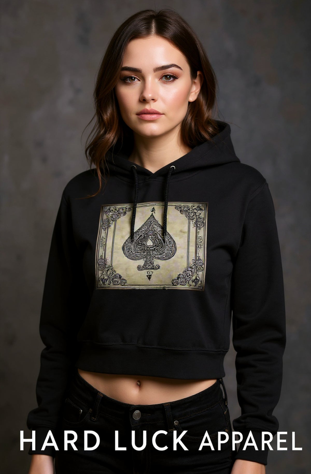 Women's Ace of Spades Hip Height Hoodie | Premium Streetwear Sweatshirt | Hard Luck Apparel