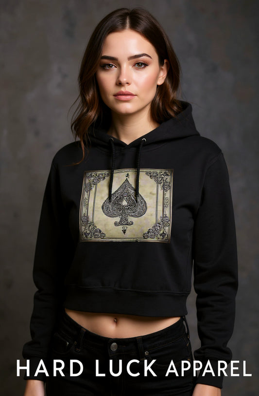 Women's Ace of Spades Hip Height Hoodie | Premium Streetwear Sweatshirt | Hard Luck Apparel