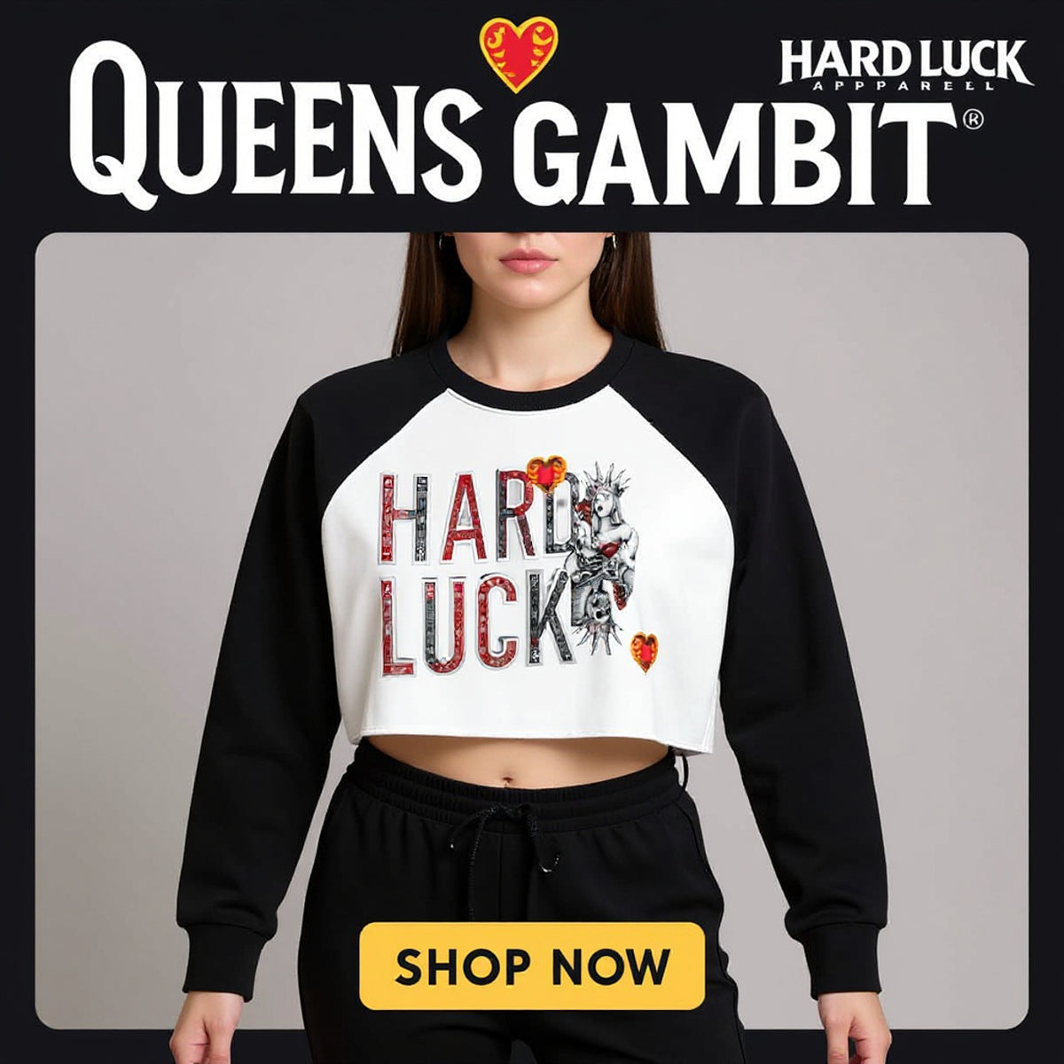 Queens Gambit Raw-Hem Color-Block Raglan Crop Sweatshirt