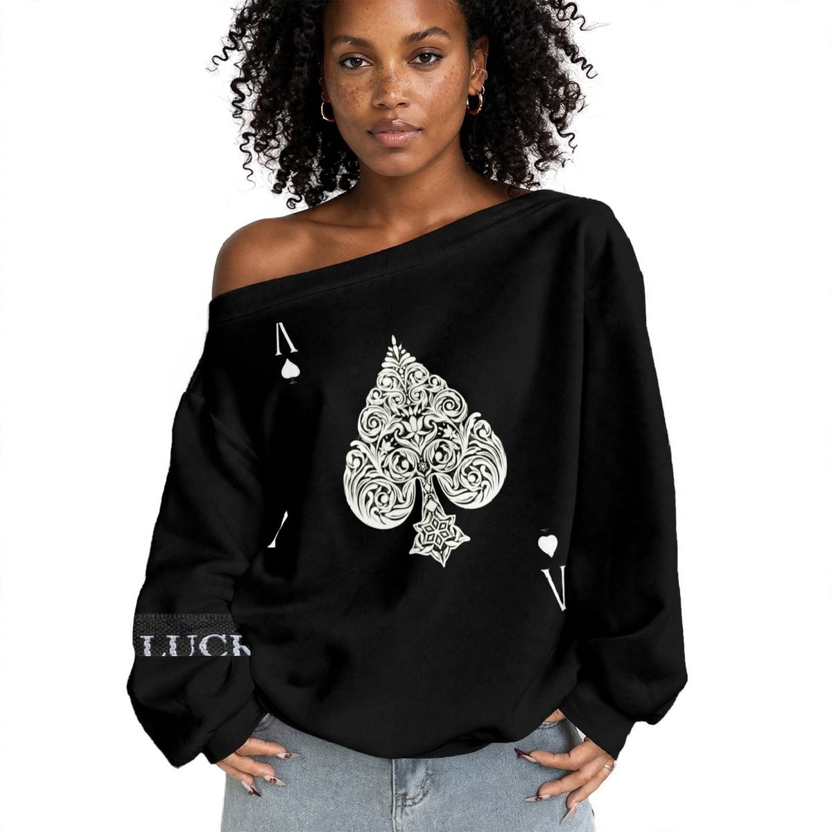 Women's Uptown Ace Off the Shoulder Sweatshirt with Micro-Fleece Lining