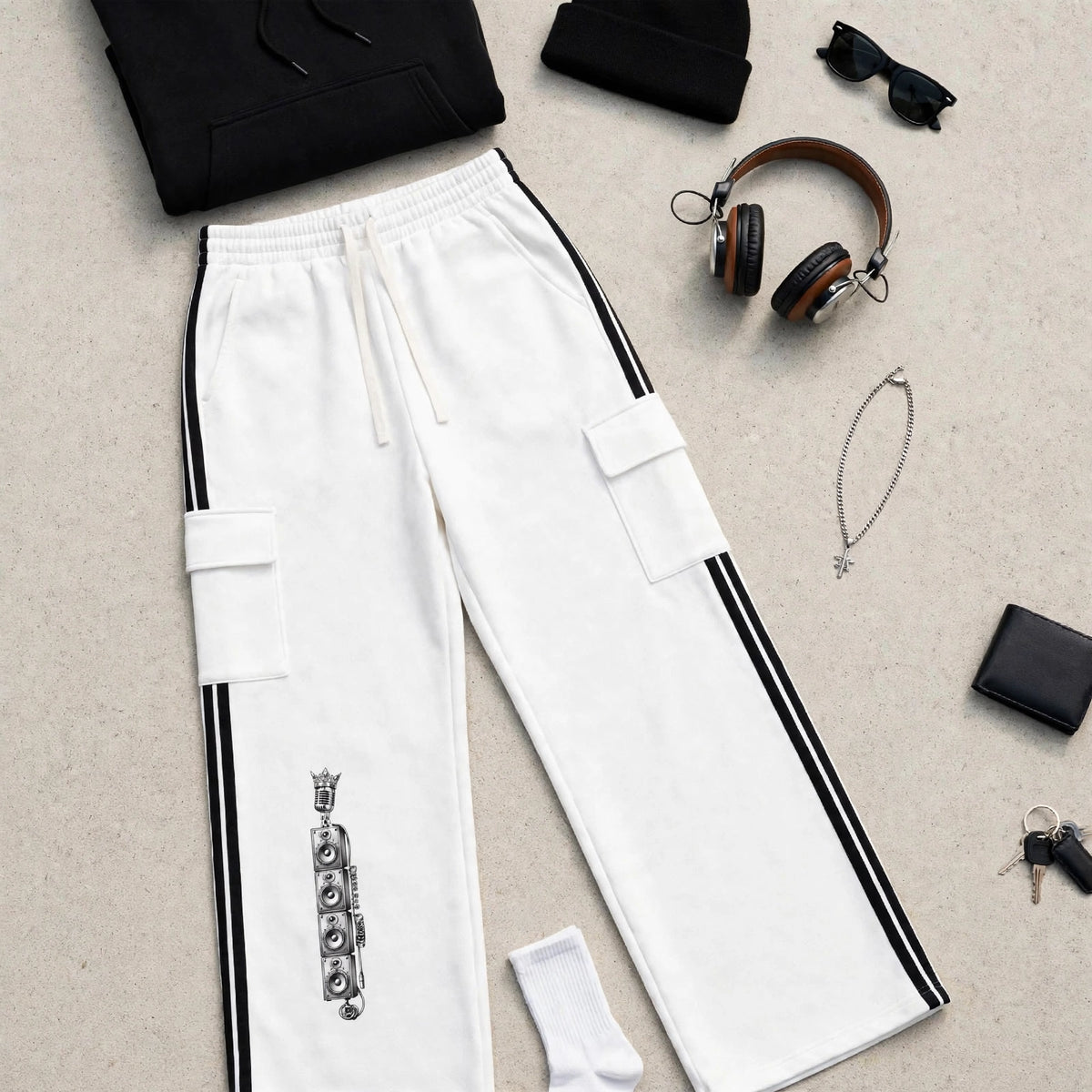 Solid Wall of Sound Side Stripe Straight Leg Pants | Hard Luck Apparel Streetwear