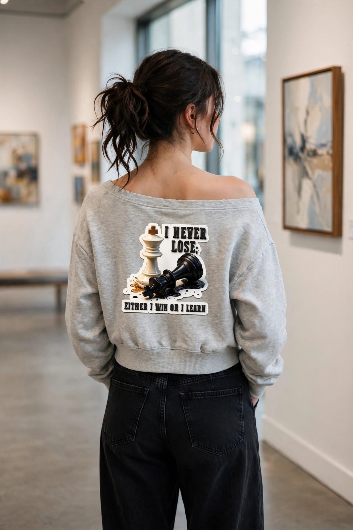 The Last Move "Win or Learn" Off-Shoulder Sweatshirt | Women's Streetwear | Hard Luck Apparel