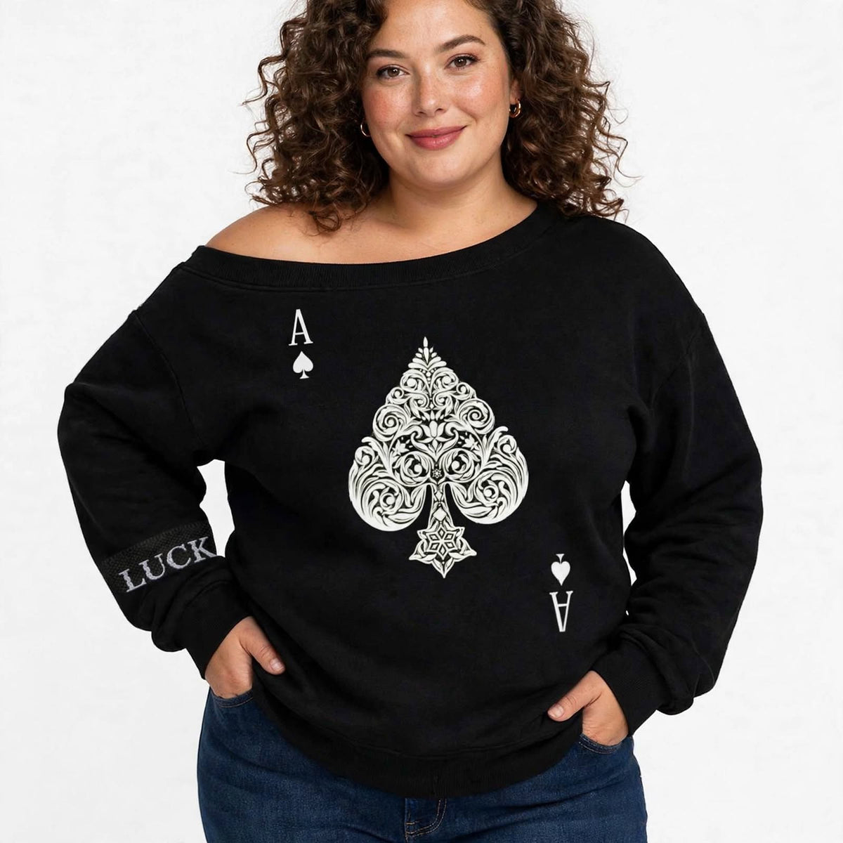 Women's Uptown Ace Off the Shoulder Sweatshirt with Micro-Fleece Lining