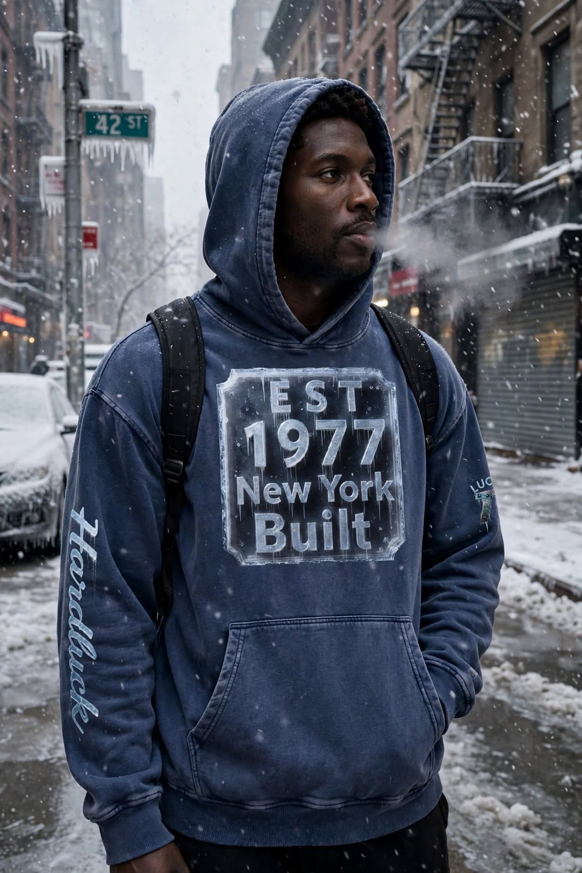 NY BUILT - Ice Storm 1977 Snow-Washed Heavyweight Hoodie