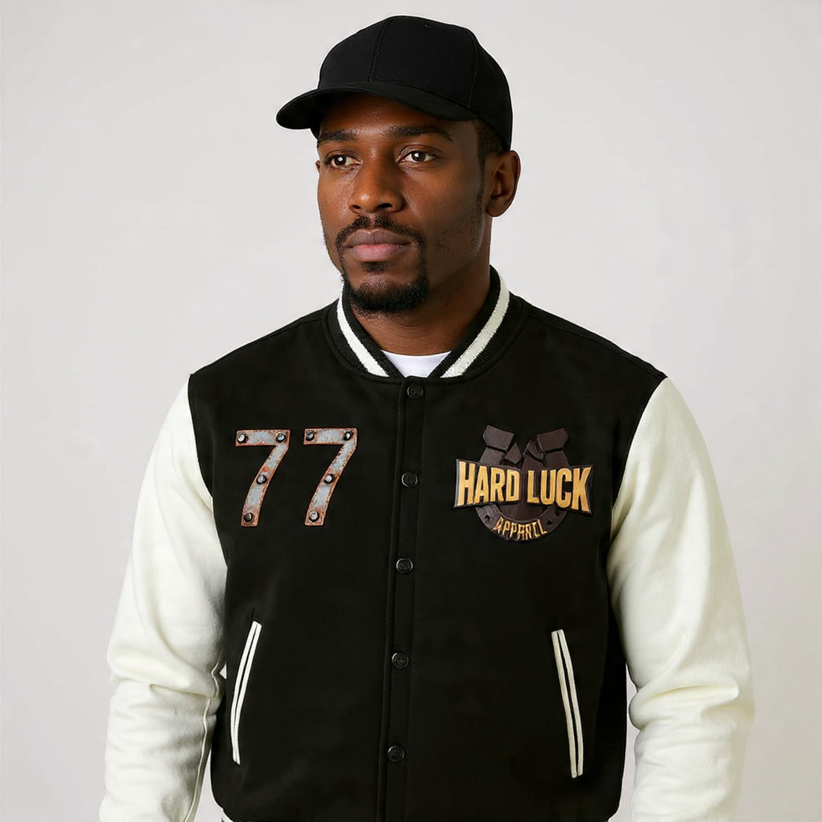 Two-Tone Fleeced Varsity Jacket