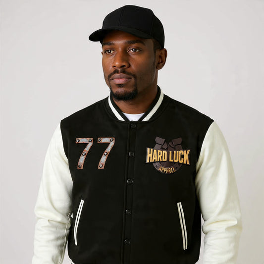 Two-Tone Fleeced Varsity Jacket
